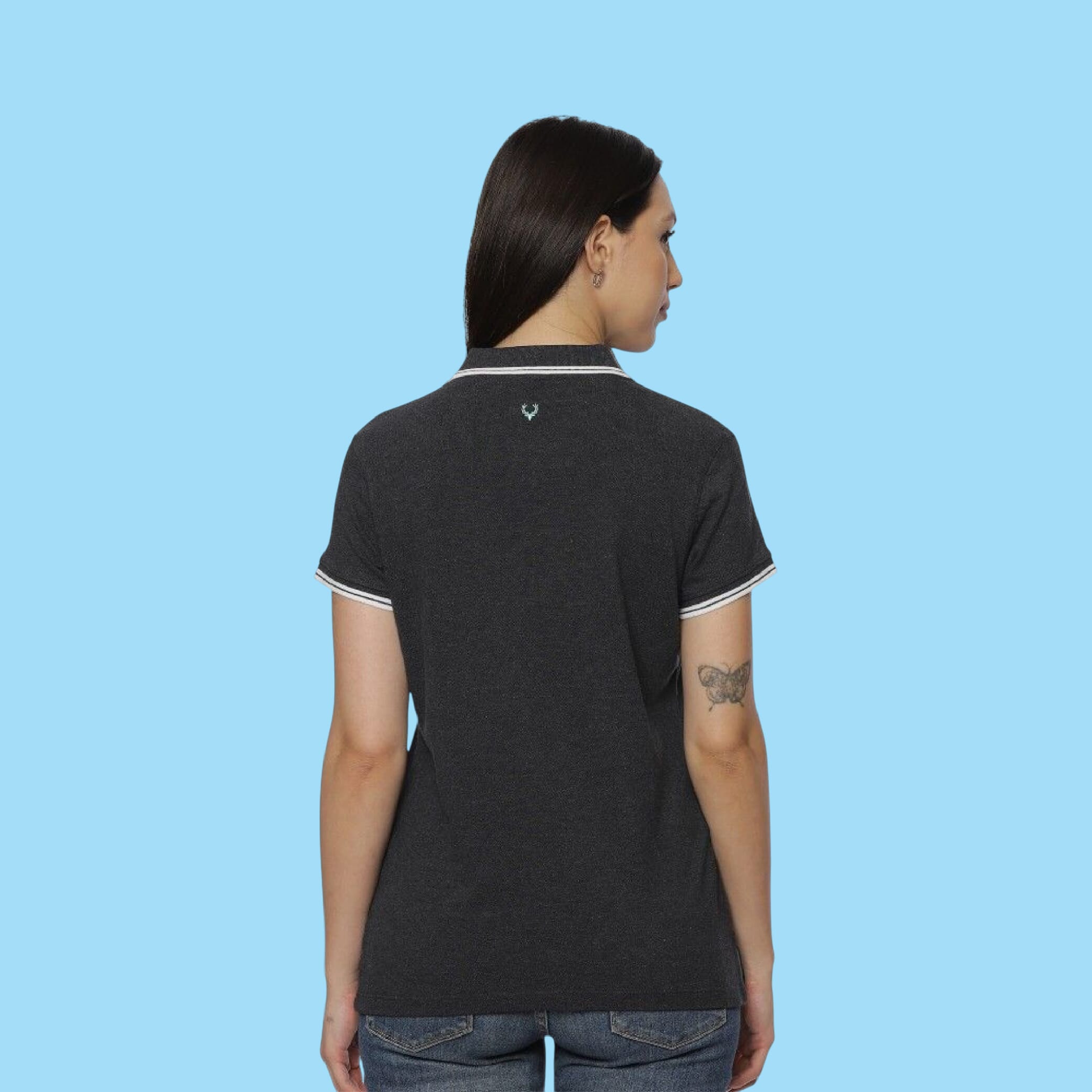 Allen Solly Polo T-shirt Women- Charcoal Grey